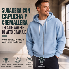 🔥 OFERTA IMPERDIBLE · -50% | Sudadera Waffle con Capucha para Hombre