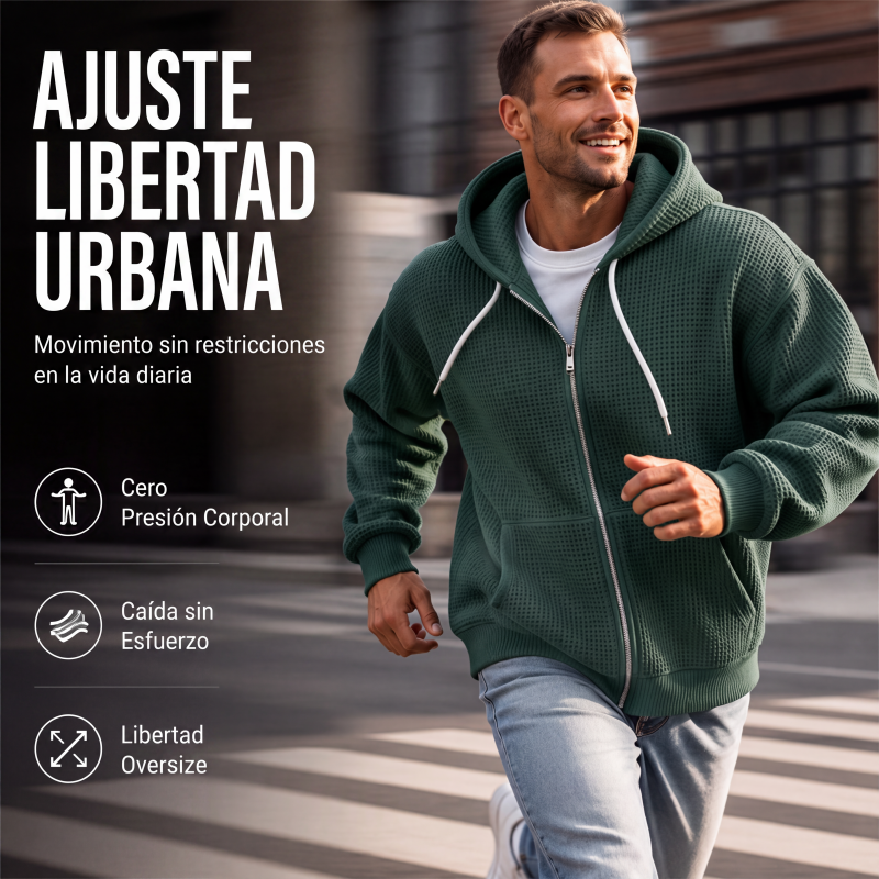 🔥 OFERTA IMPERDIBLE · -50% | Sudadera Waffle con Capucha para Hombre