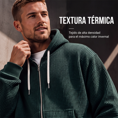 🔥 OFERTA IMPERDIBLE · -50% | Sudadera Waffle con Capucha para Hombre