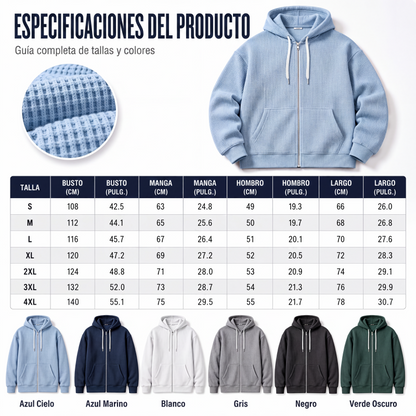 🔥 OFERTA IMPERDIBLE · -50% | Sudadera Waffle con Capucha para Hombre