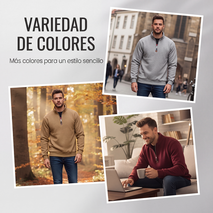 ⏰🔥 ¡OFERTA 50% OFF! 🧥✨Jersey de cuello alto con cremallera de un cuarto para hombre