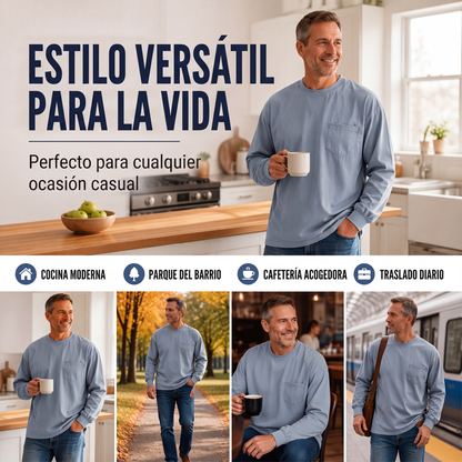 Camiseta de manga larga holgada para hombre