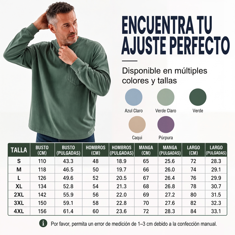 Camiseta de manga larga holgada para hombre