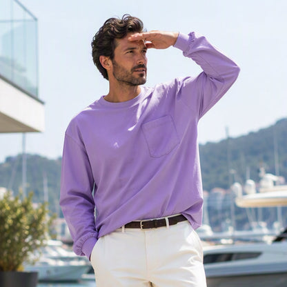 Camiseta de manga larga holgada para hombre