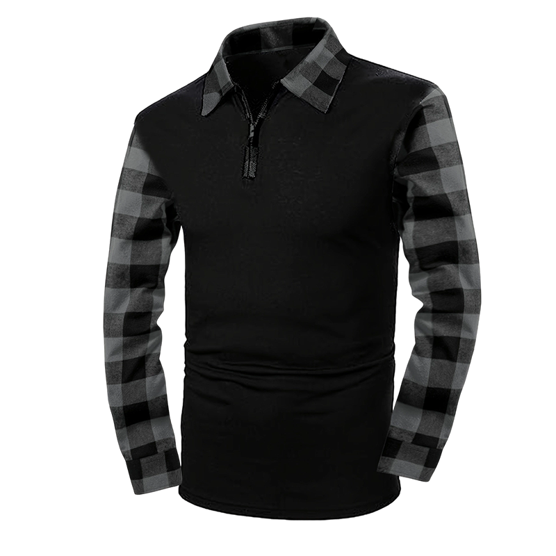 Camisa casual de manga larga con media cremallera para hombre