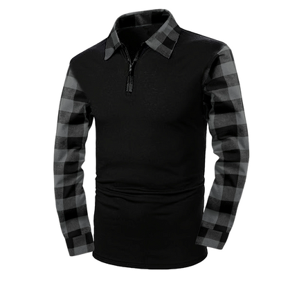 Camisa casual de manga larga con media cremallera para hombre