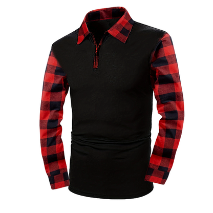 Camisa casual de manga larga con media cremallera para hombre