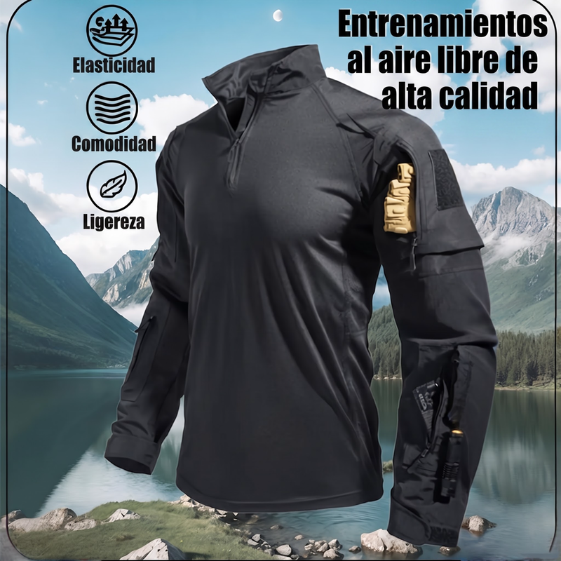 ⏰🔥 ¡OFERTA 50% OFF! 👕🏕️ Camiseta Táctica de Entrenamiento para Hombre – Transpirable, Resistente y con Múltiples Bolsillos para Exteriores