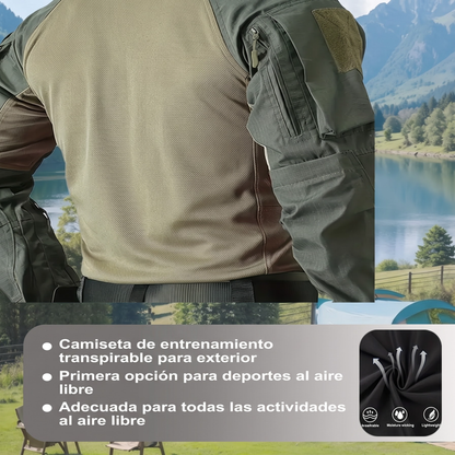 ⏰🔥 ¡OFERTA 50% OFF! 👕🏕️ Camiseta Táctica de Entrenamiento para Hombre – Transpirable, Resistente y con Múltiples Bolsillos para Exteriores
