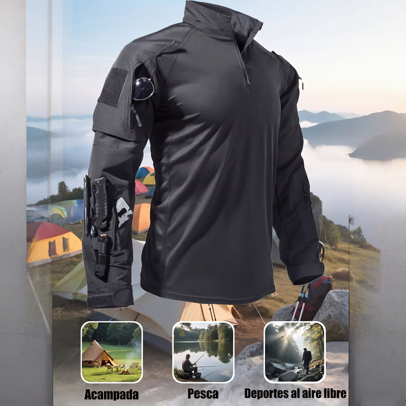 ⏰🔥 ¡OFERTA 50% OFF! 👕🏕️ Camiseta Táctica de Entrenamiento para Hombre – Transpirable, Resistente y con Múltiples Bolsillos para Exteriores