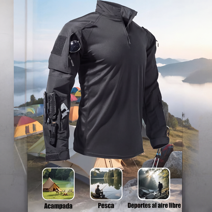 ⏰🔥 ¡OFERTA 50% OFF! 👕🏕️ Camiseta Táctica de Entrenamiento para Hombre – Transpirable, Resistente y con Múltiples Bolsillos para Exteriores