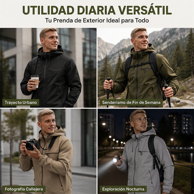 🏆¡Más vendido!🏆 Chaqueta con capucha impermeable para exterior para hombre