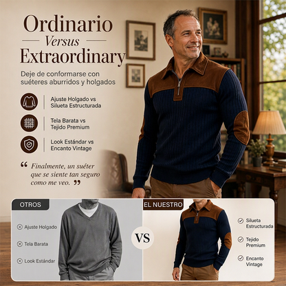 ⏰🔥 ¡OFERTA 50% OFF! 👕✨ Jersey de Punto de Pana con Cuello de Cremallera de 1/4 para Hombre – Cálido, Suave y con Estilo Casual Moderno