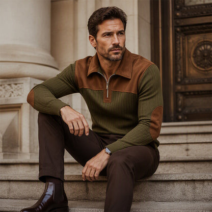 ⏰🔥 ¡OFERTA 50% OFF! 👕✨ Jersey de Punto de Pana con Cuello de Cremallera de 1/4 para Hombre – Cálido, Suave y con Estilo Casual Moderno