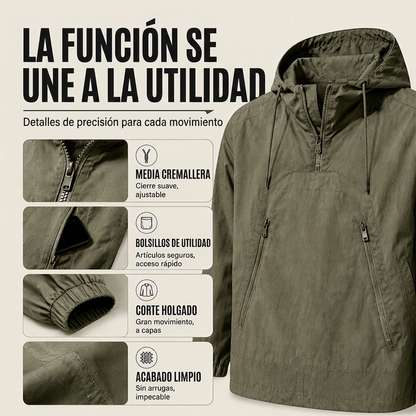 ⏰🔥 ¡OFERTA 50% OFF! 🧥❄️Chaqueta anorak casual con capucha y cortaviento para hombre