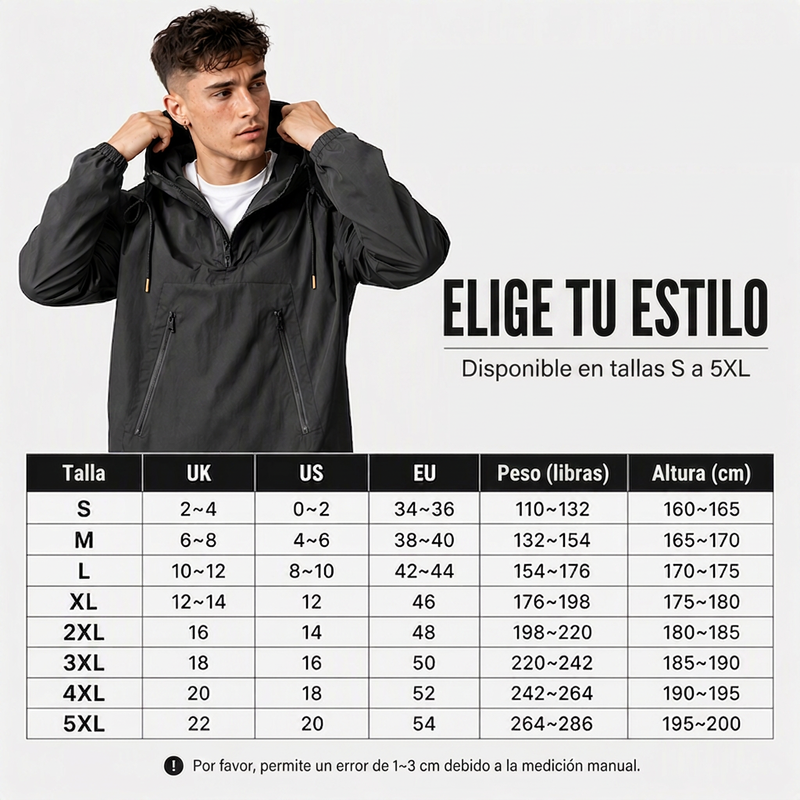 ⏰🔥 ¡OFERTA 50% OFF! 🧥❄️Chaqueta anorak casual con capucha y cortaviento para hombre