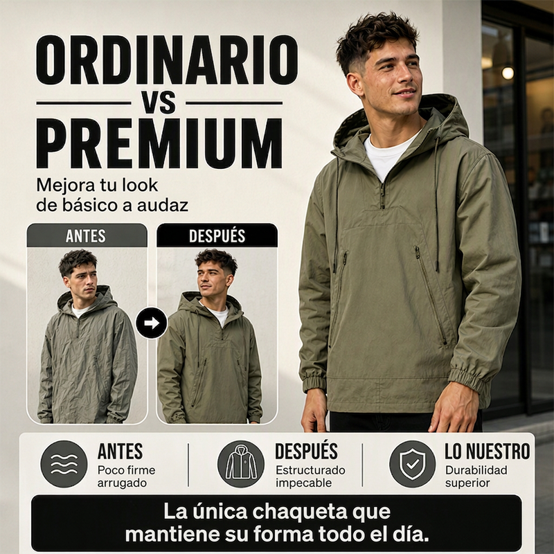 ⏰🔥 ¡OFERTA 50% OFF! 🧥❄️Chaqueta anorak casual con capucha y cortaviento para hombre