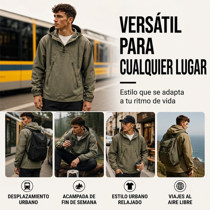 ⏰🔥 ¡OFERTA 50% OFF! 🧥❄️Chaqueta anorak casual con capucha y cortaviento para hombre