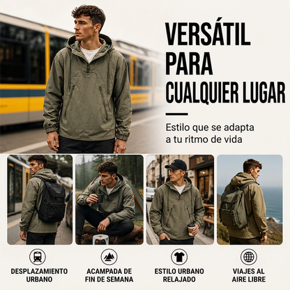 ⏰🔥 ¡OFERTA 50% OFF! 🧥❄️Chaqueta anorak casual con capucha y cortaviento para hombre