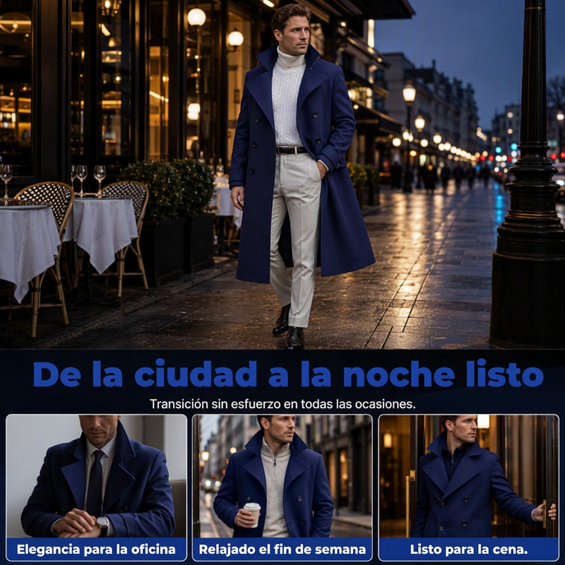 Abrigo Largo de Paño para Hombre Cruzado - vista 3