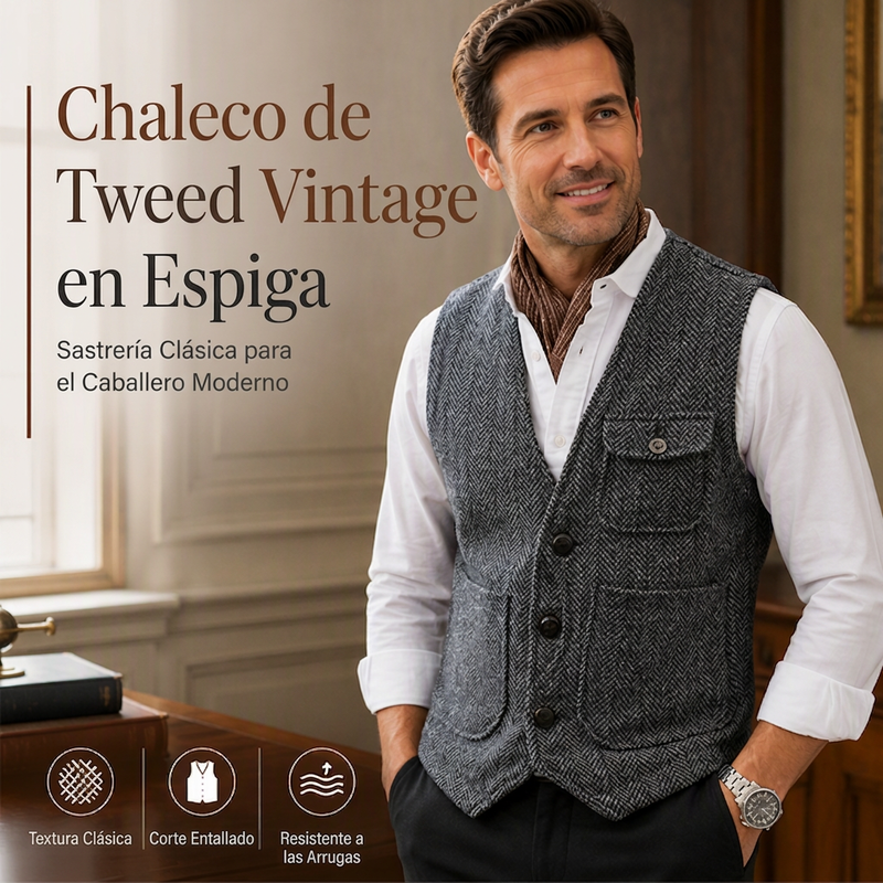 ⏰🔥 ¡OFERTA 50% OFF! 🧥❄️Chaleco informal de cuello en V para hombre, estilo vintage
