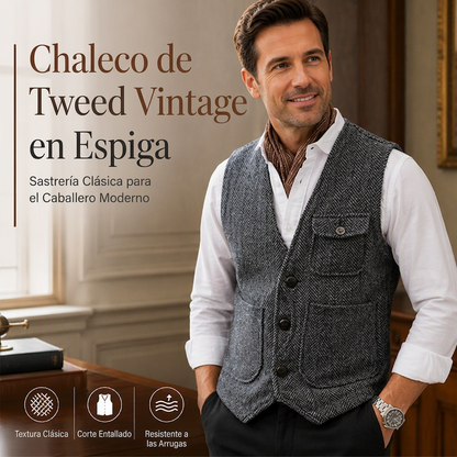 ⏰🔥 ¡OFERTA 50% OFF! 🧥❄️Chaleco informal de cuello en V para hombre, estilo vintage