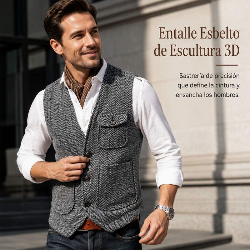 ⏰🔥 ¡OFERTA 50% OFF! 🧥❄️Chaleco informal de cuello en V para hombre, estilo vintage