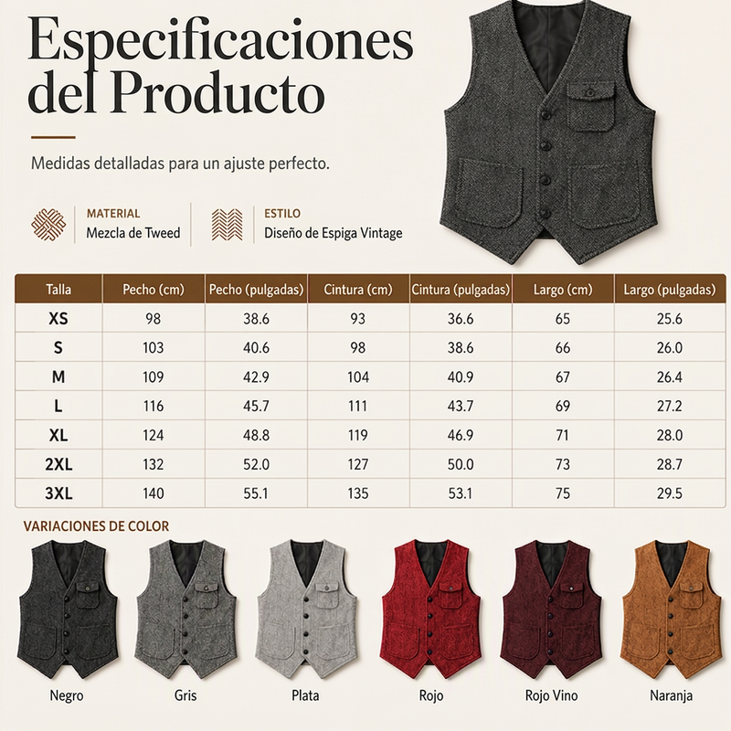 ⏰🔥 ¡OFERTA 50% OFF! 🧥❄️Chaleco informal de cuello en V para hombre, estilo vintage