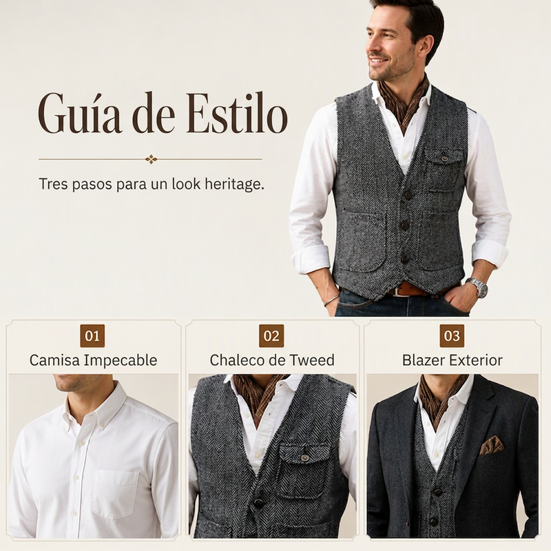 ⏰🔥 ¡OFERTA 50% OFF! 🧥❄️Chaleco informal de cuello en V para hombre, estilo vintage
