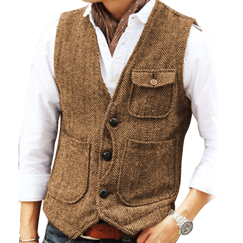 ⏰🔥 ¡OFERTA 50% OFF! 🧥❄️Chaleco informal de cuello en V para hombre, estilo vintage