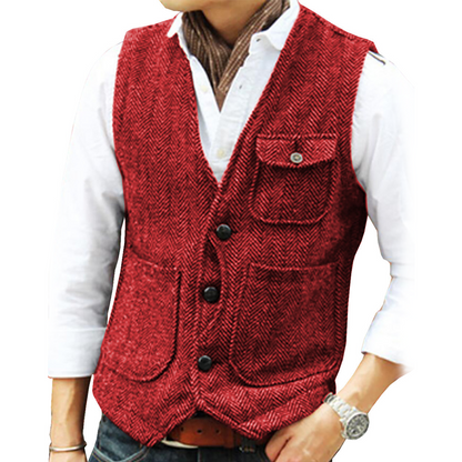 ⏰🔥 ¡OFERTA 50% OFF! 🧥❄️Chaleco informal de cuello en V para hombre, estilo vintage
