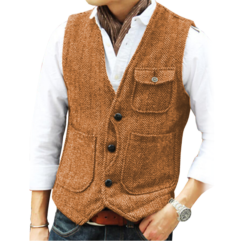 ⏰🔥 ¡OFERTA 50% OFF! 🧥❄️Chaleco informal de cuello en V para hombre, estilo vintage