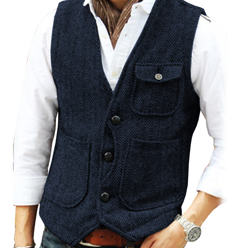 ⏰🔥 ¡OFERTA 50% OFF! 🧥❄️Chaleco informal de cuello en V para hombre, estilo vintage