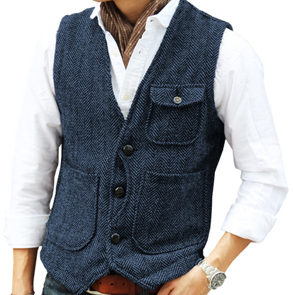 ⏰🔥 ¡OFERTA 50% OFF! 🧥❄️Chaleco informal de cuello en V para hombre, estilo vintage