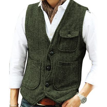 ⏰🔥 ¡OFERTA 50% OFF! 🧥❄️Chaleco informal de cuello en V para hombre, estilo vintage