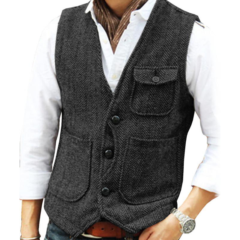 ⏰🔥 ¡OFERTA 50% OFF! 🧥❄️Chaleco informal de cuello en V para hombre, estilo vintage