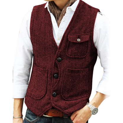 ⏰🔥 ¡OFERTA 50% OFF! 🧥❄️Chaleco informal de cuello en V para hombre, estilo vintage