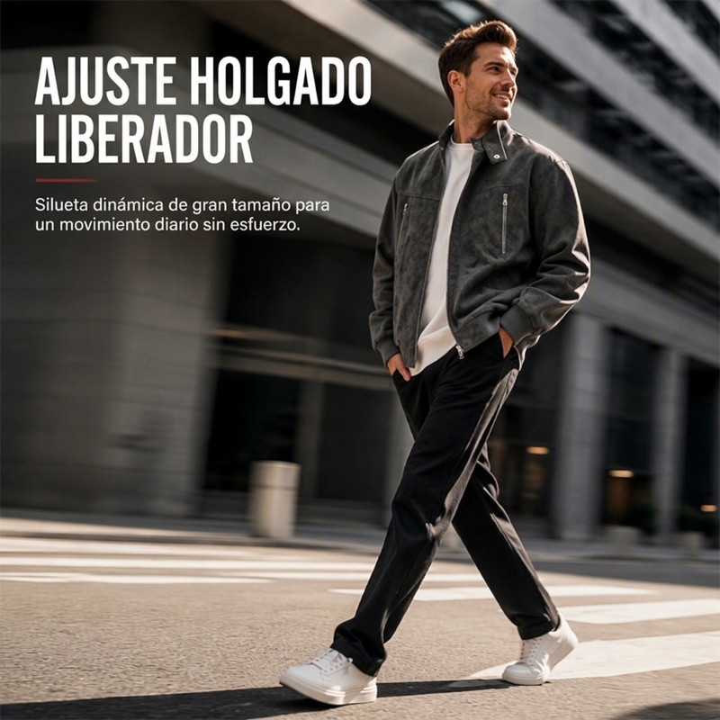 ⏰🔥 ¡OFERTA 50% OFF! 🧥✨ Cazadora Bomber Retro de Ante para Hombre – Corte Oversize, Estilo Urbano y Comodidad Premium para el Día a Día