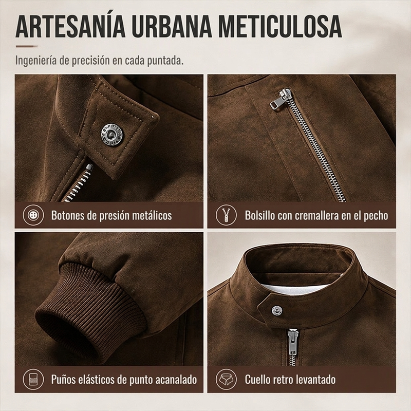 ⏰🔥 ¡OFERTA 50% OFF! 🧥✨ Cazadora Bomber Retro de Ante para Hombre – Corte Oversize, Estilo Urbano y Comodidad Premium para el Día a Día