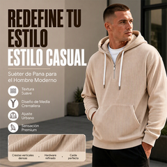 ⏰🔥 ¡OFERTA 50% OFF! 🧥❄️Sudadera con capucha de pana con media cremallera para hombre, estilo casual
