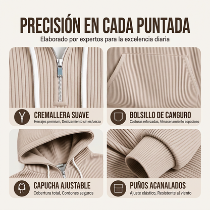 ⏰🔥 ¡OFERTA 50% OFF! 🧥❄️Sudadera con capucha de pana con media cremallera para hombre, estilo casual