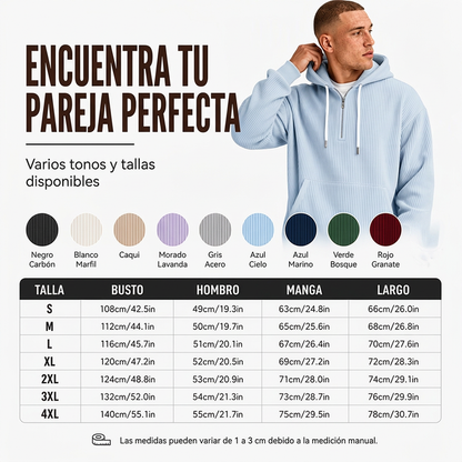 ⏰🔥 ¡OFERTA 50% OFF! 🧥❄️Sudadera con capucha de pana con media cremallera para hombre, estilo casual