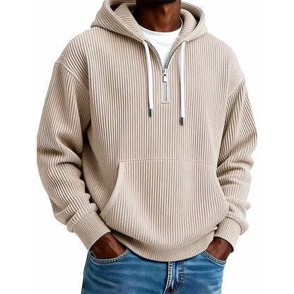 ⏰🔥 ¡OFERTA 50% OFF! 🧥❄️Sudadera con capucha de pana con media cremallera para hombre, estilo casual