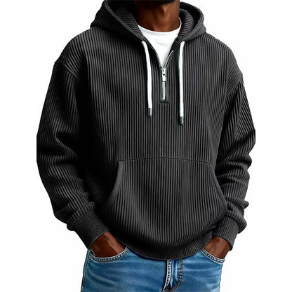 ⏰🔥 ¡OFERTA 50% OFF! 🧥❄️Sudadera con capucha de pana con media cremallera para hombre, estilo casual