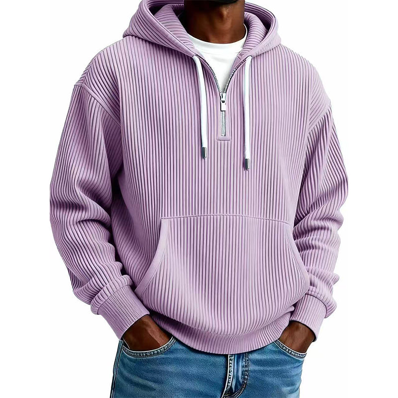 ⏰🔥 ¡OFERTA 50% OFF! 🧥❄️Sudadera con capucha de pana con media cremallera para hombre, estilo casual