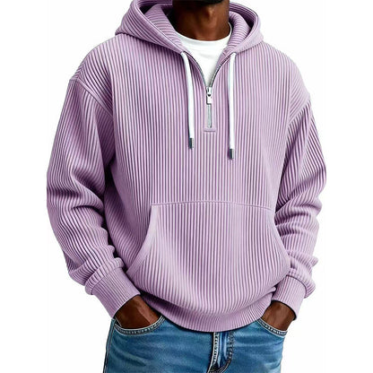 ⏰🔥 ¡OFERTA 50% OFF! 🧥❄️Sudadera con capucha de pana con media cremallera para hombre, estilo casual