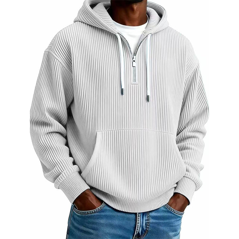 ⏰🔥 ¡OFERTA 50% OFF! 🧥❄️Sudadera con capucha de pana con media cremallera para hombre, estilo casual