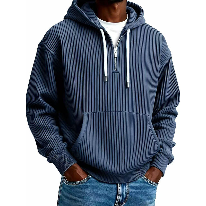 ⏰🔥 ¡OFERTA 50% OFF! 🧥❄️Sudadera con capucha de pana con media cremallera para hombre, estilo casual