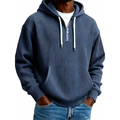 ⏰🔥 ¡OFERTA 50% OFF! 🧥❄️Sudadera con capucha de pana con media cremallera para hombre, estilo casual