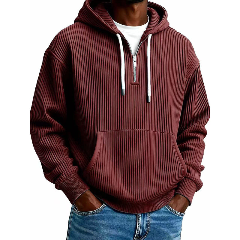 ⏰🔥 ¡OFERTA 50% OFF! 🧥❄️Sudadera con capucha de pana con media cremallera para hombre, estilo casual